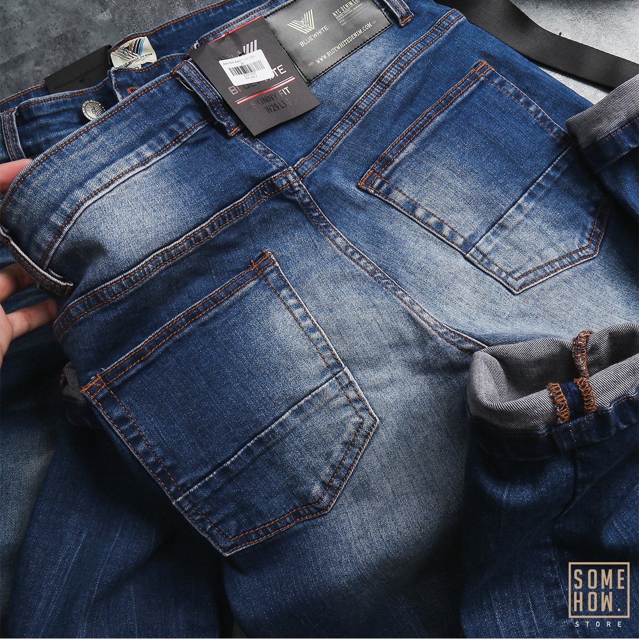 Jean BW Xanh Trơn Đậm 121