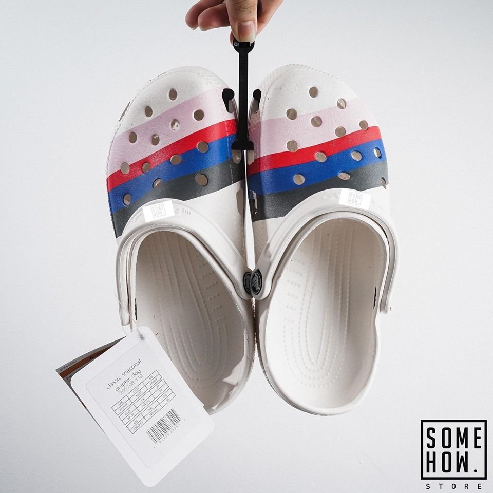 Dép Crocs 4 Sọc Trắng