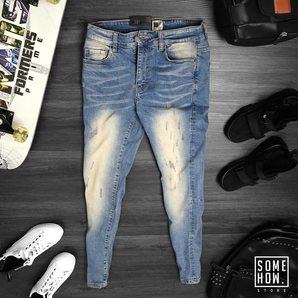 Jean BW Xanh Wash Xước 121