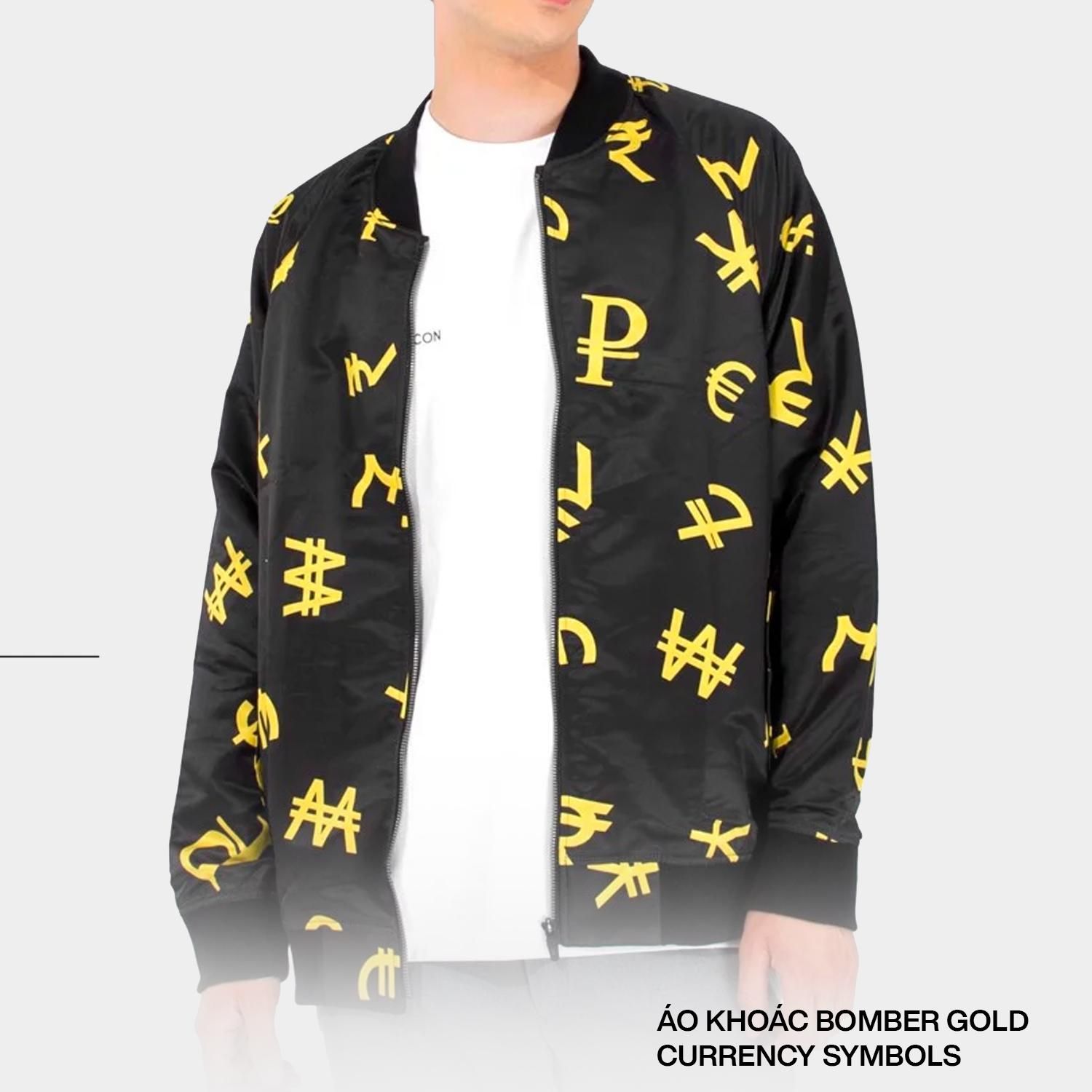 Áo Khoác Bomber Gold Currency Symbols
