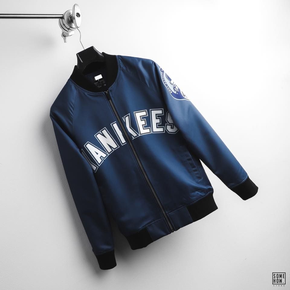 Khoác MLB Xanh Chữ