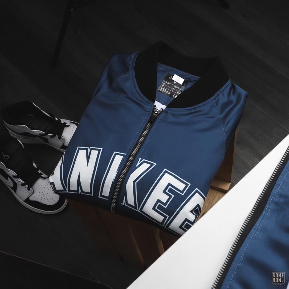Khoác MLB Xanh Chữ