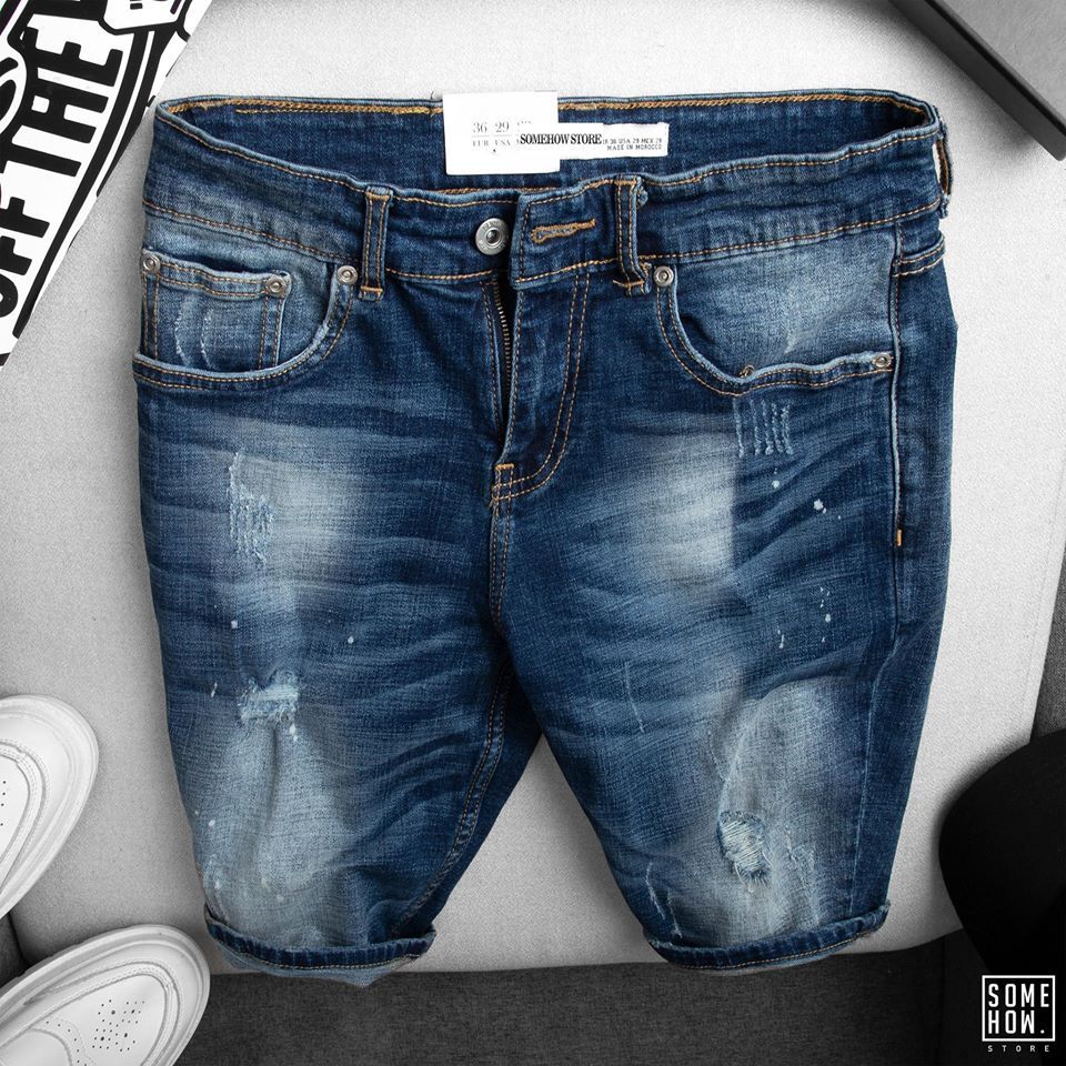 Quần Đùi Jean Wash Xước