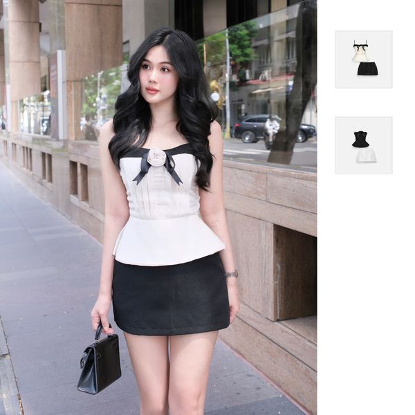 Dark red high-end tube top waist slimming flower bud skirt short skirt homecoming dress R4735
