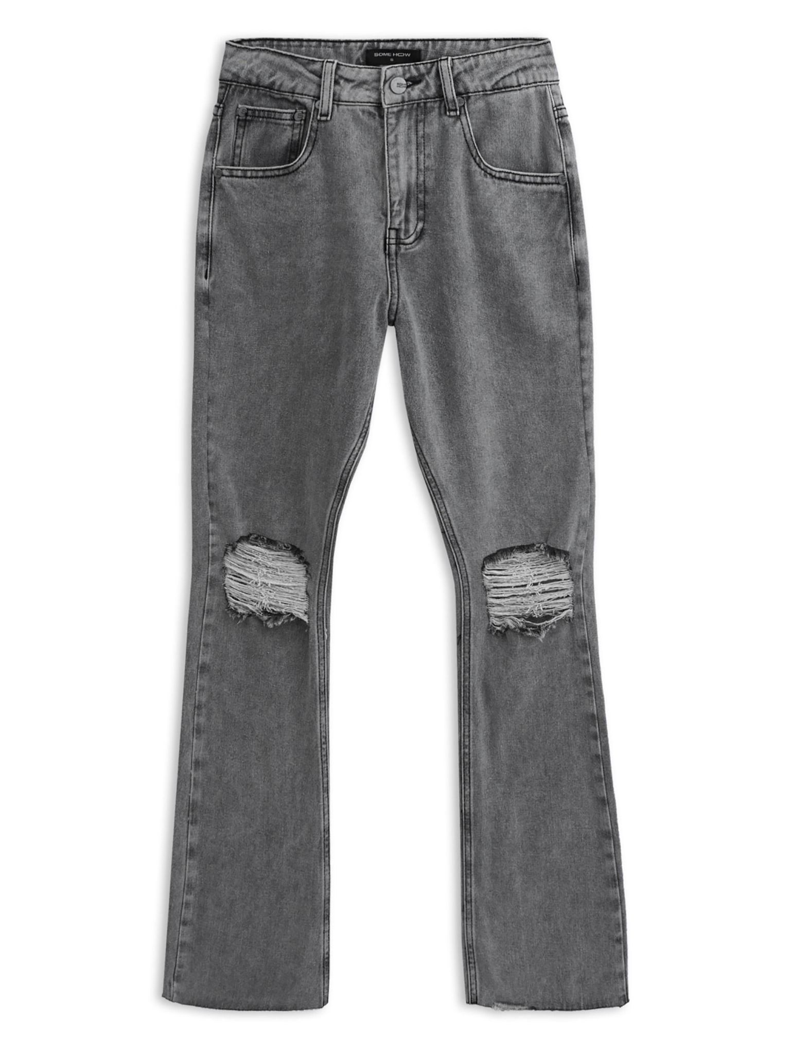 Quần Jean Flare Distressed Grey