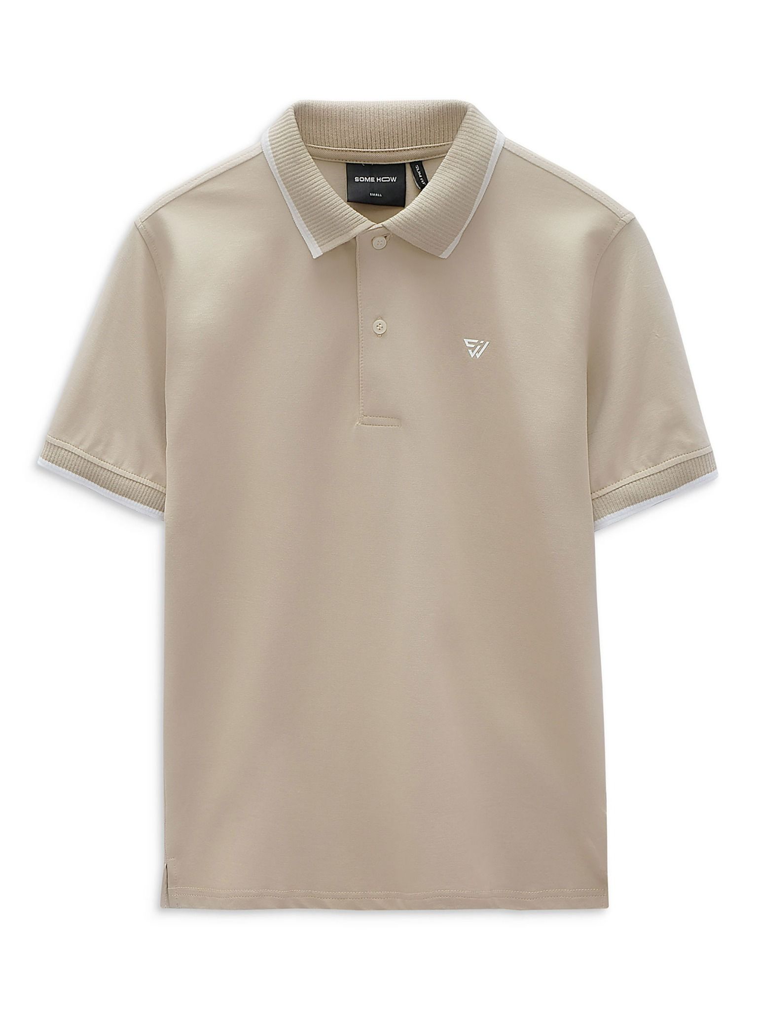 Áo Polo White Round Beige