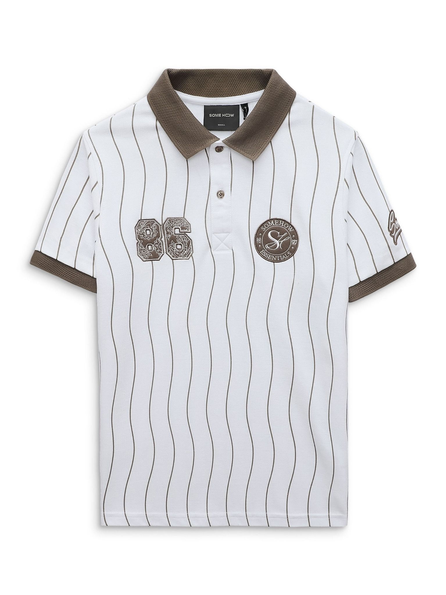 Áo Polo 86 Sticker White Stripes