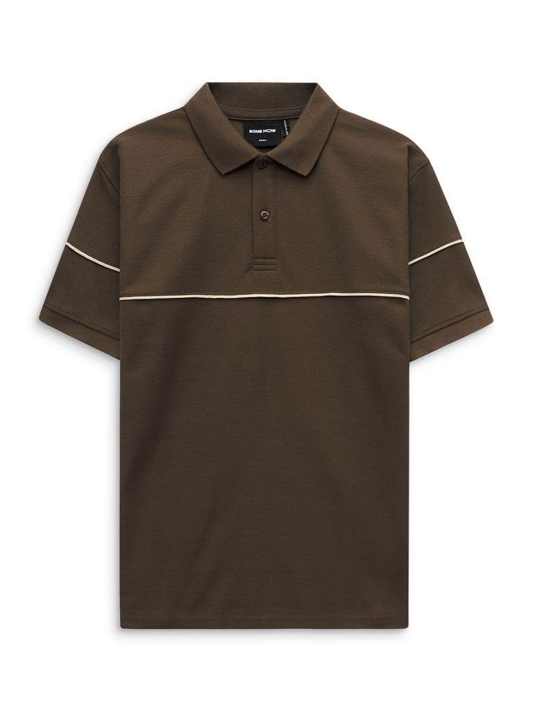 Áo Polo U Line Beige Brown BTW