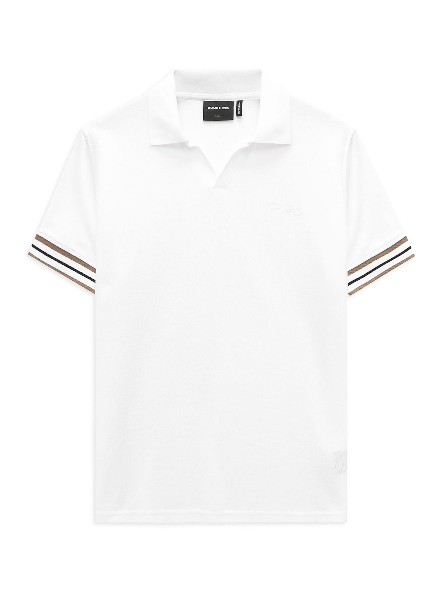 Áo Polo Vneck Brownline White