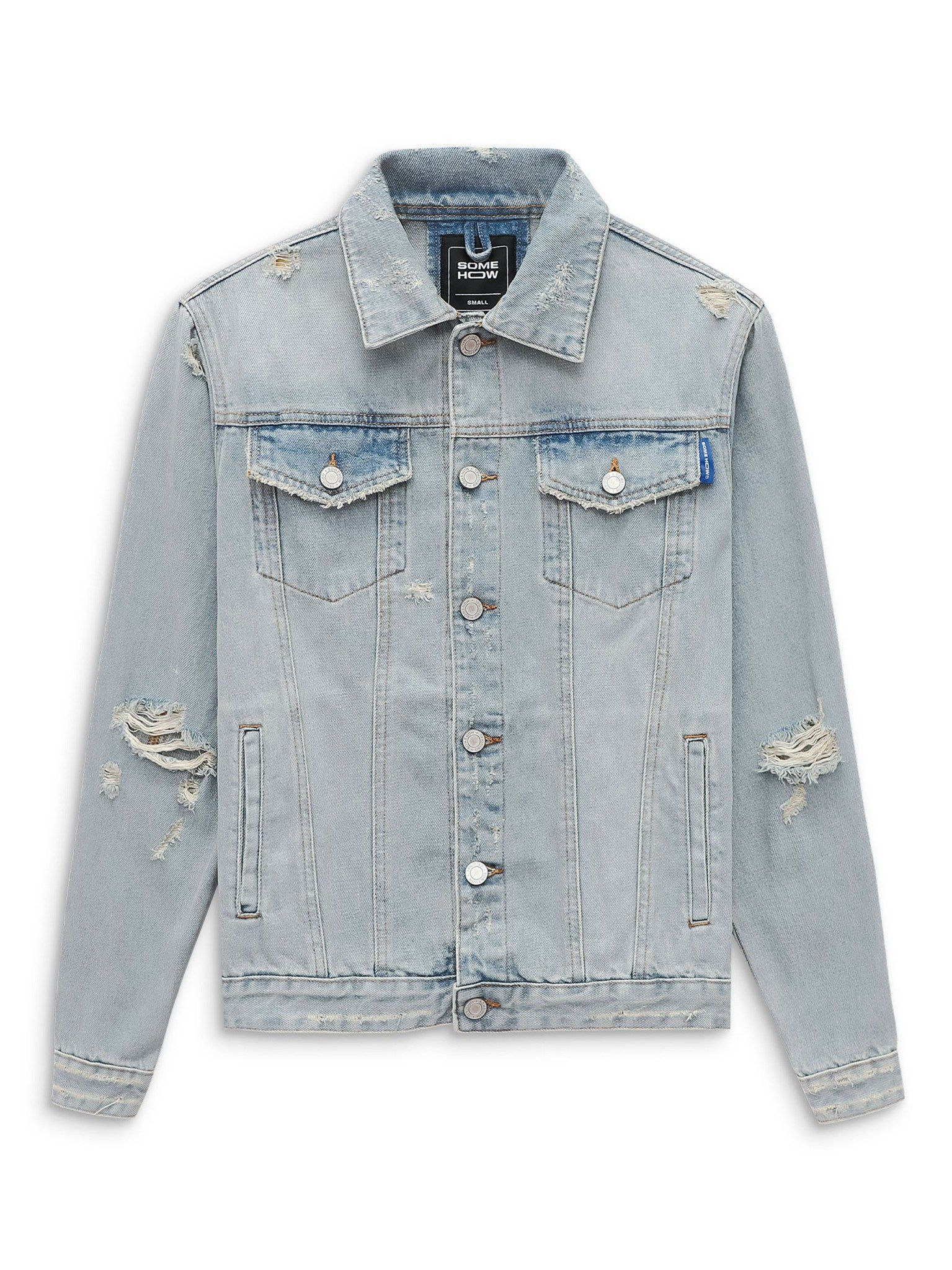 Áo Khoác Jean Distressed Blue Label