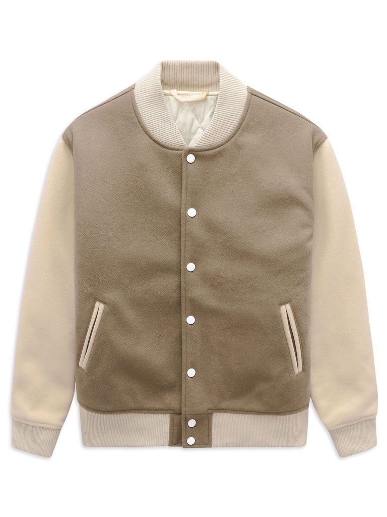 Áo Khoác Varsity Beige Brown Premium