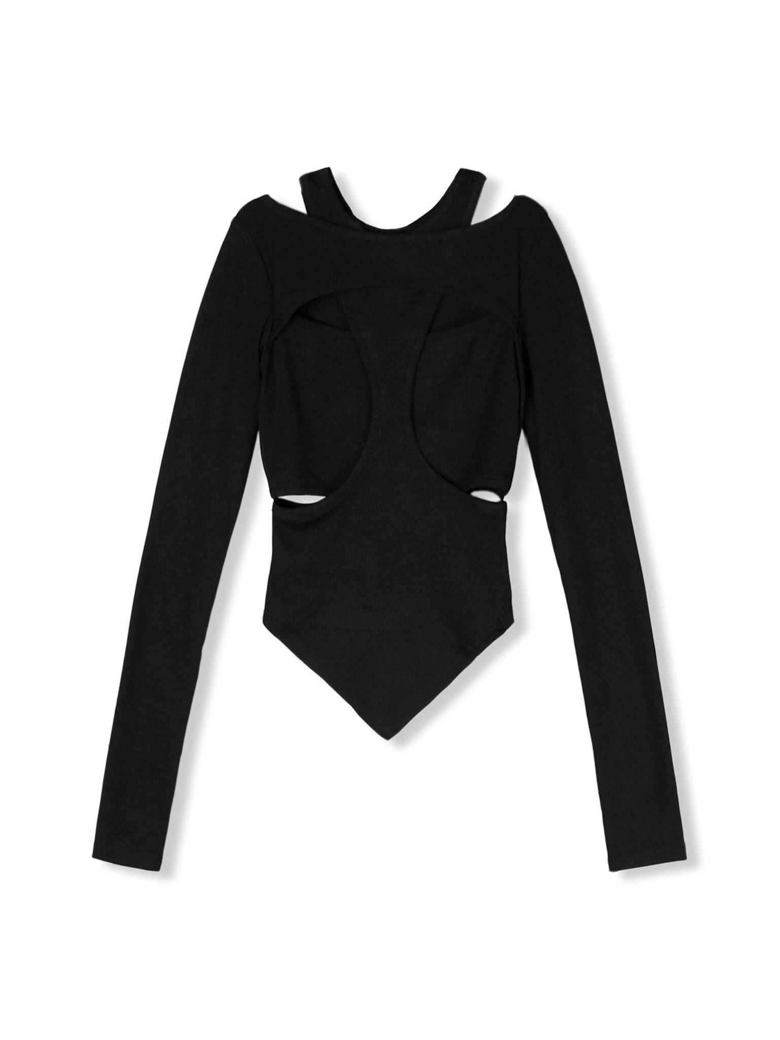 Áo Long Sleeves Cutout Black White