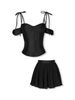 Set Áo Strap Crop Top With Short Skirt