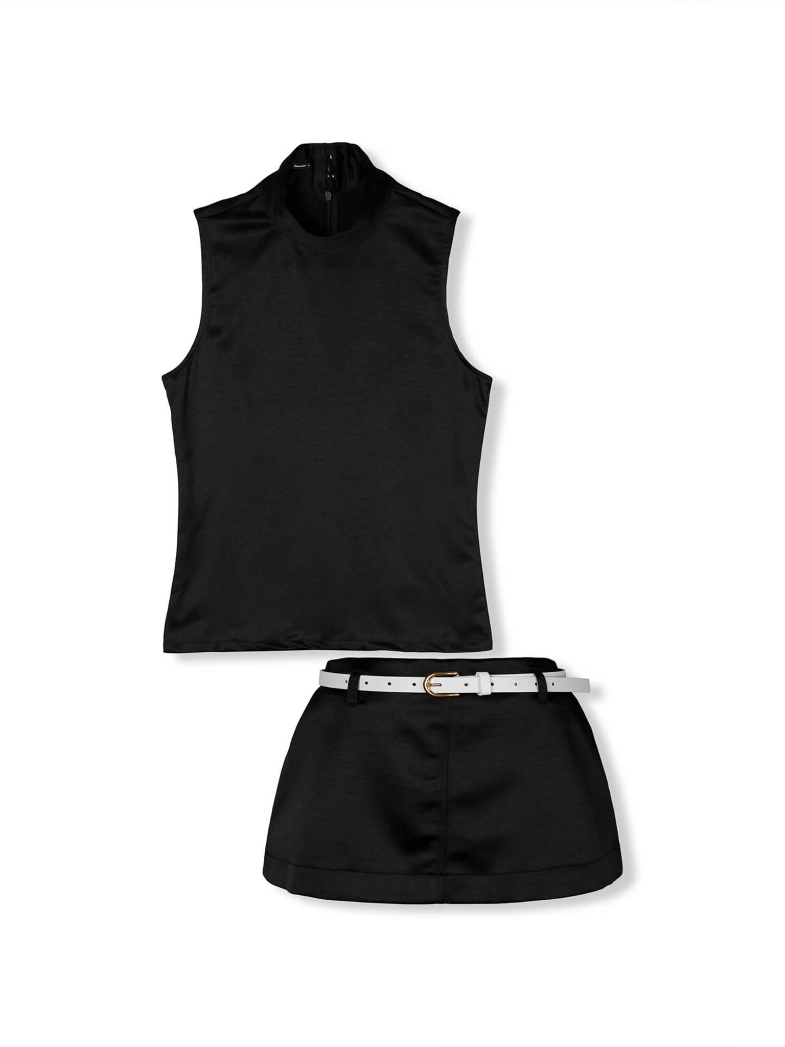 Set Loose Sleeveless Top Mini Skirt