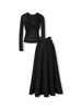 Set Áo Twist Long Sleeves Gown Pleat Skirt