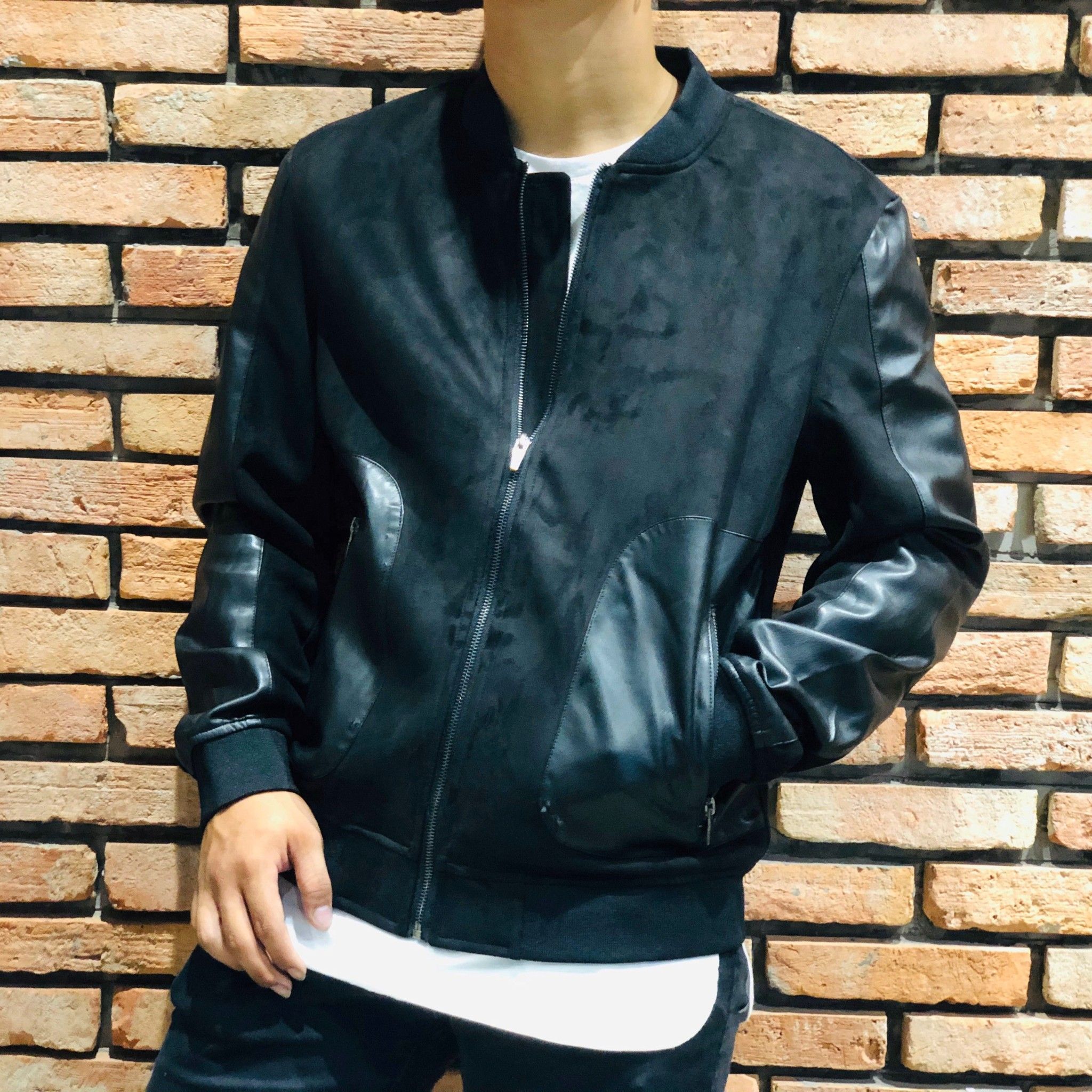 Khoác Da Lộn Phối Da