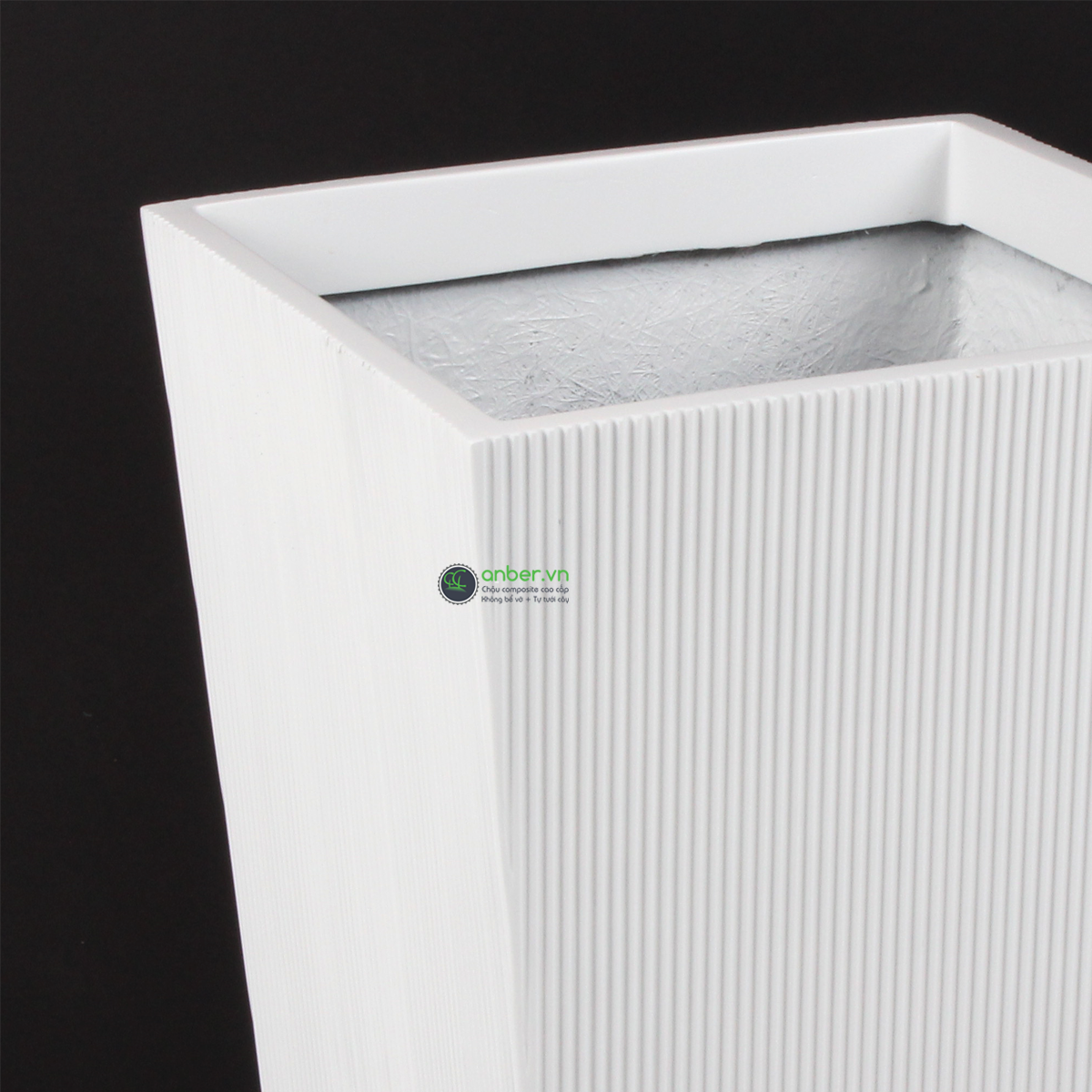 SALE Chậu composite cao cấp Anber 1606 - Trắng mờ - W36xH73cm