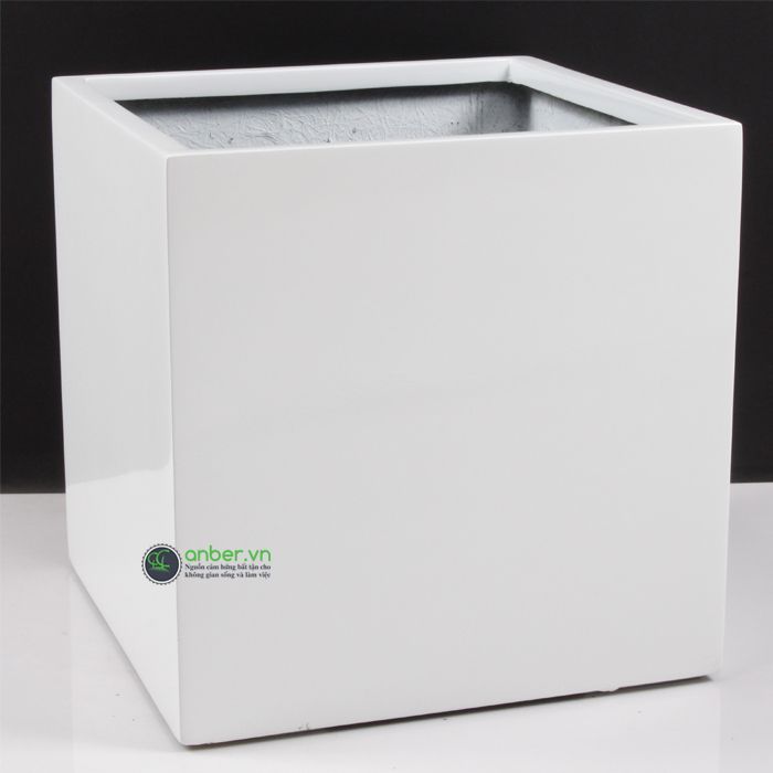 SALE Chậu composite cao cấp Anber 1055 (Trắng bóng) W40XH40cm