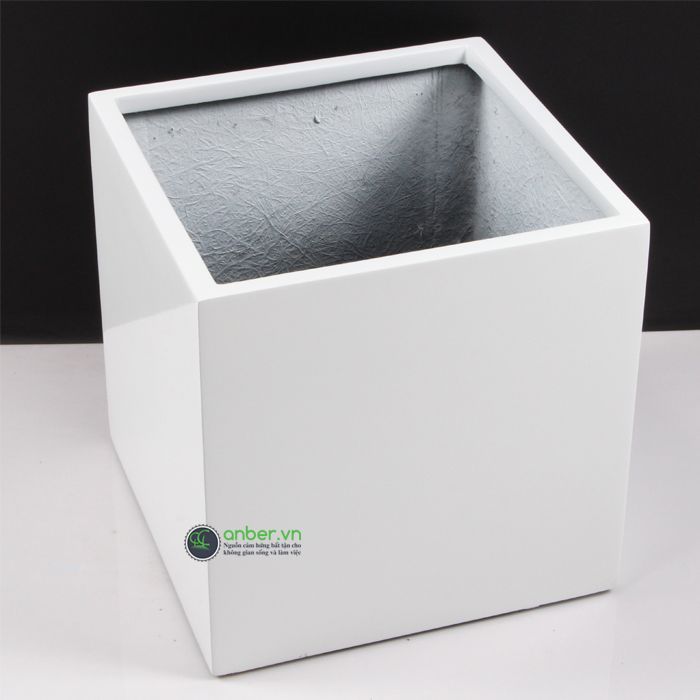 SALE Chậu composite cao cấp Anber 1055 (Trắng bóng) W40XH40cm