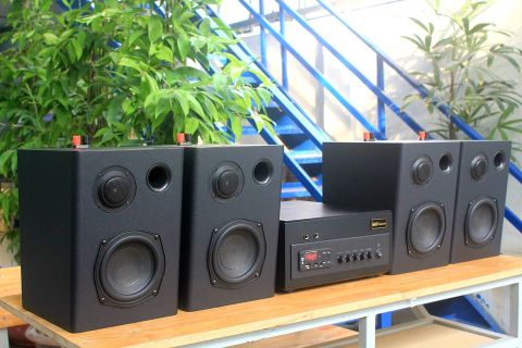 Loa cafe, Loa nhà hàng: Dàn loa cafe V49 Goldsound (01 âm ly A382 + 4 loa vt 49)
