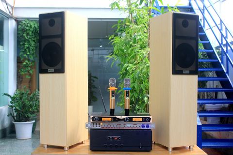 Dàn karaoke loa cây V386 Goldsound ( 01 amply 900w + 02 loa cây + 01 vang cơ + 01 Micro không dây)