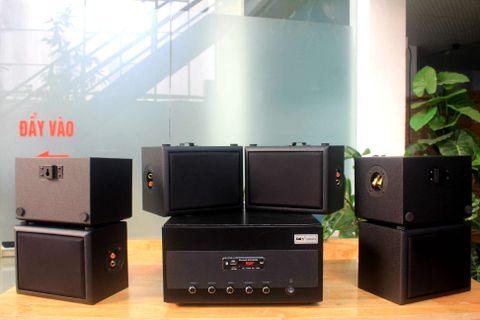 Loa cafe, Loa nhà hàng: Combo loa ngoài trời sân vườn treo tường 6 loa V25NT + âm ly A901
