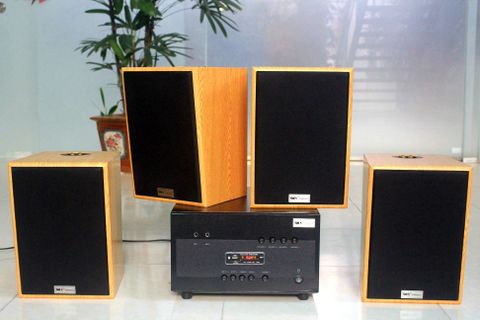 Loa cafe, Loa nhà hàng: Combo dàn âm thanh quán cafe A1800 + 4 V70C (V70) vân gỗ