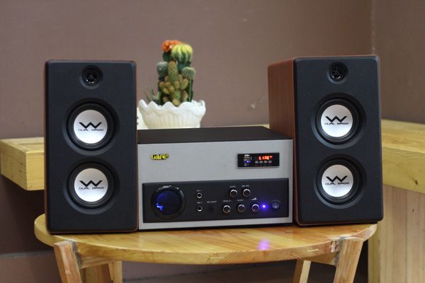 Loa cafe, Loa nhà hàng: Dàn Hifi âm ly rời Amply W200  loa W60 Hippie style.