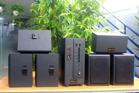 Loa cafe, Loa nhà hàng: Combo dàn âm thanh quán cafe sân vườn ngoài trời amply A384 + 6 V35NT