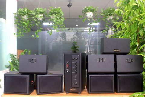 Loa cafe, Loa nhà hàng: Combo dàn âm thanh quán cafe sân vườn ngoài trời amply A384 + 8 V35NT
