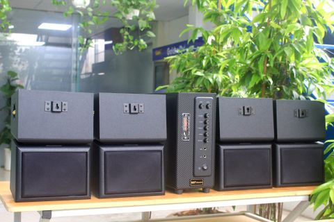Loa cafe, Loa nhà hàng: Combo dàn âm thanh quán cafe sân vườn ngoài trời amply A384 + 8 V35NT