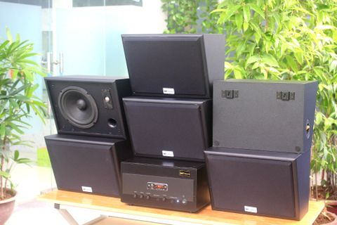 Loa cafe, Loa nhà hàng: Combo dàn âm thanh quán cafe sân vườn ngoài trời amply A901 + 6 V130NT
