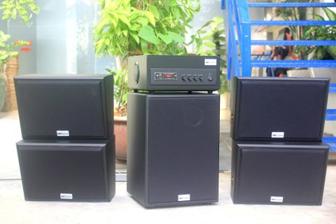 Loa cafe, Loa nhà hàng: Combo dàn âm thanh quán cafe sân vườn ngoài trời amply A501 + 4 V130NT + 01 trầm)