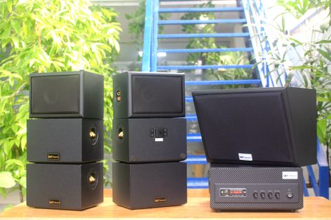 Loa nhà hàng: Combo dàn âm thanh quán cafe sân vườn ngoài trời amply A501 +6 V25NT+ 01 TRẦM