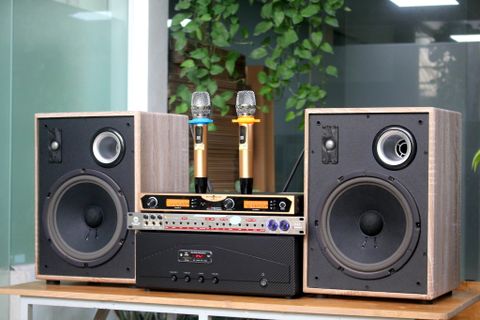Dàn karaoke gia đình: V231 (01 amply A918 + 02 loa 200w + 01 vang cơ + 01 Micro không dây)