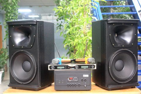 Dàn âm thanh hội trường, sân khấu V258 (02 loa V258 + 01 cục đẩy A917+ 01 bộ Micro không dây)