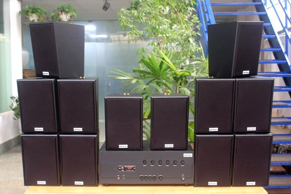 [Diện tích 240m2 + 06 Kênh] A384-6K Goldsound 6 vùng âm lượng 1200w + 12 loa Goldsound V55C 55w, Amply 4 - 6 vùng âm lượng, loa được thiết kế riêng cho quán, bật lớn không tạp âm, miễn phí công lắp đặt, bảo hành dài hạn 5 năm.