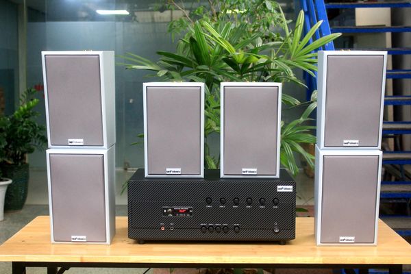 [Diện tích 120m2 + 06 Kênh] A384_SG-6K Goldsound 6 vùng âm lượng 1200w + 6 loa Goldsound V58C_SG 58w, Amply 4 - 6 vùng âm lượng, loa được thiết kế riêng cho quán, bật lớn không tạp âm, miễn phí công lắp đặt, bảo hành dài hạn 5 năm.