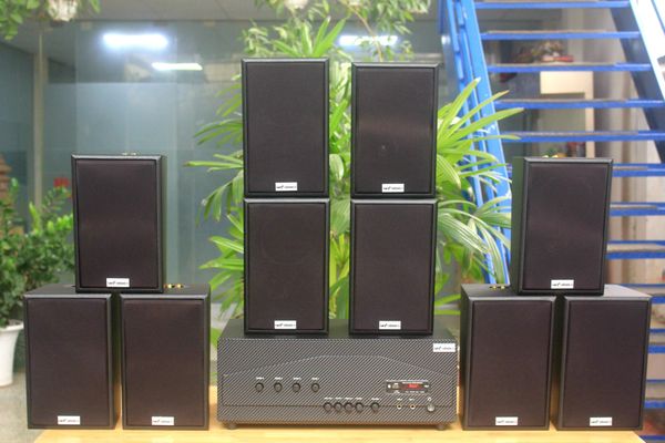 [Diện tích 200m2 + 04 Kênh] Amply Goldsound A917-4K 4 vùng 1200w + 10 loa Goldsound vệ tinh treo tường V40C 40w, loa được thiết kế riêng cho quán, bật lớn không tạp âm, miễn phí công lắp đặt, bảo hành dài hạn 5 năm.