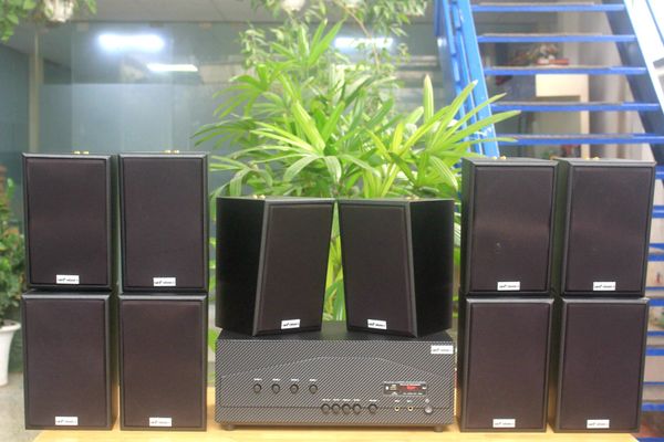 [Diện tích 200m2 + 04 Kênh] Amply Goldsound A917-4K 4 vùng 1200w + 10 loa Goldsound vệ tinh treo tường V40C 40w, loa được thiết kế riêng cho quán, bật lớn không tạp âm, miễn phí công lắp đặt, bảo hành dài hạn 5 năm.