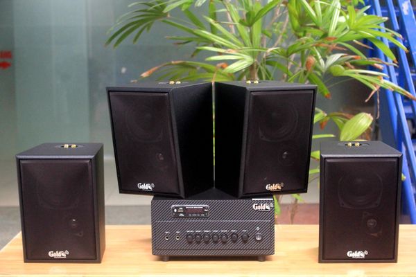 [Diện tích 80m2 + 02 Kênh] A384 Goldsound 380w + 4 loa Goldsound V55C 55w, loa được thiết kế riêng cho quán, bật lớn không tạp âm, miễn phí công lắp đặt, bảo hành dài hạn 5 năm