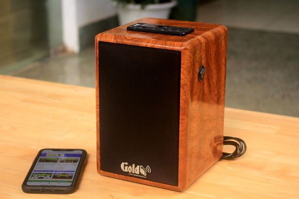 Loa để bàn HiFi Mini Goldsound G22, công suất 30w, Bass 3 inch, Tress 2 inch, bluetooth 5.0, cổng rca, khe usb, thiết kế loa thùng gỗ cao 22 cm, rộng 15 cm, sâu 15.5 cm. Bảo hành 12 tháng