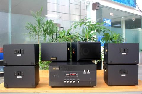 Loa cafe, Loa nhà hàng: Combo loa ngoài trời sân vườn treo tường 6 loa V25NT + âm ly A904