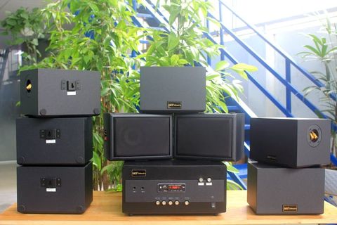 Loa cafe, Loa nhà hàng: Combo loa ngoài trời sân vườn treo tường 8 loa V25NT + âm ly A904
