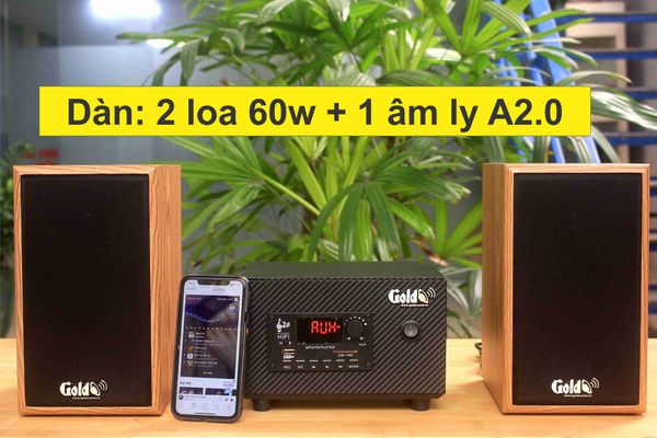 Amply + 2 loa 60w A2.0-DA, Amply, loa được thiết kế riêng cho quán, bật lớn không tạp âm, bảo hành dài hạn 5 năm.