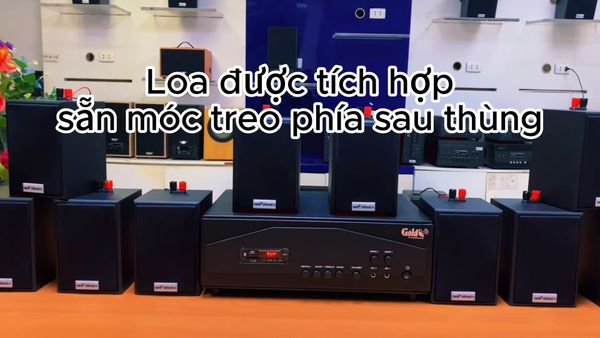 Gold4cafe 10.0 bản màu đen (01 amply + 10 loa), Amply 1200w - 2 vùng âm lượng, loa được thiết kế riêng cho quán, bật lớn không tạp âm, bảo hành dài hạn 5 năm.