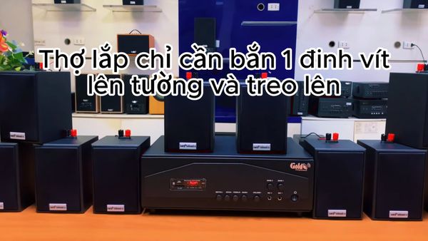 Gold4cafe 10.0 bản màu đen (01 amply + 10 loa), Amply 1200w - 2 vùng âm lượng, loa được thiết kế riêng cho quán, bật lớn không tạp âm, bảo hành dài hạn 5 năm.