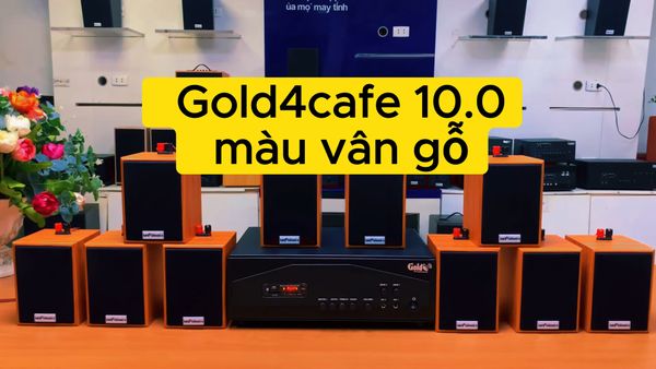 Gold4cafe 10.0 màu vân gỗ đỏ (10 loa + 1 amply), Amply 1200w - 2 vùng âm lượng, loa được thiết kế riêng cho quán, bật lớn không tạp âm, bảo hành dài hạn 5 năm