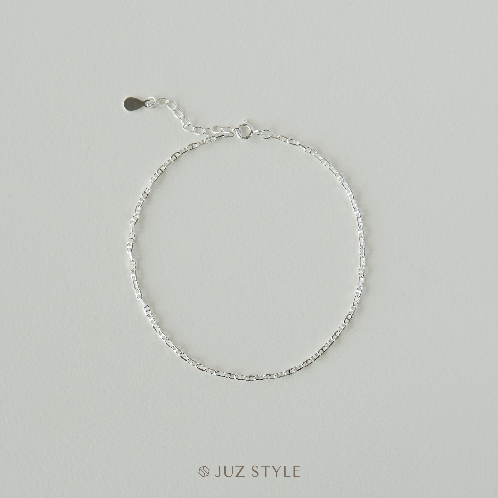 Lắc chân bạc button chain