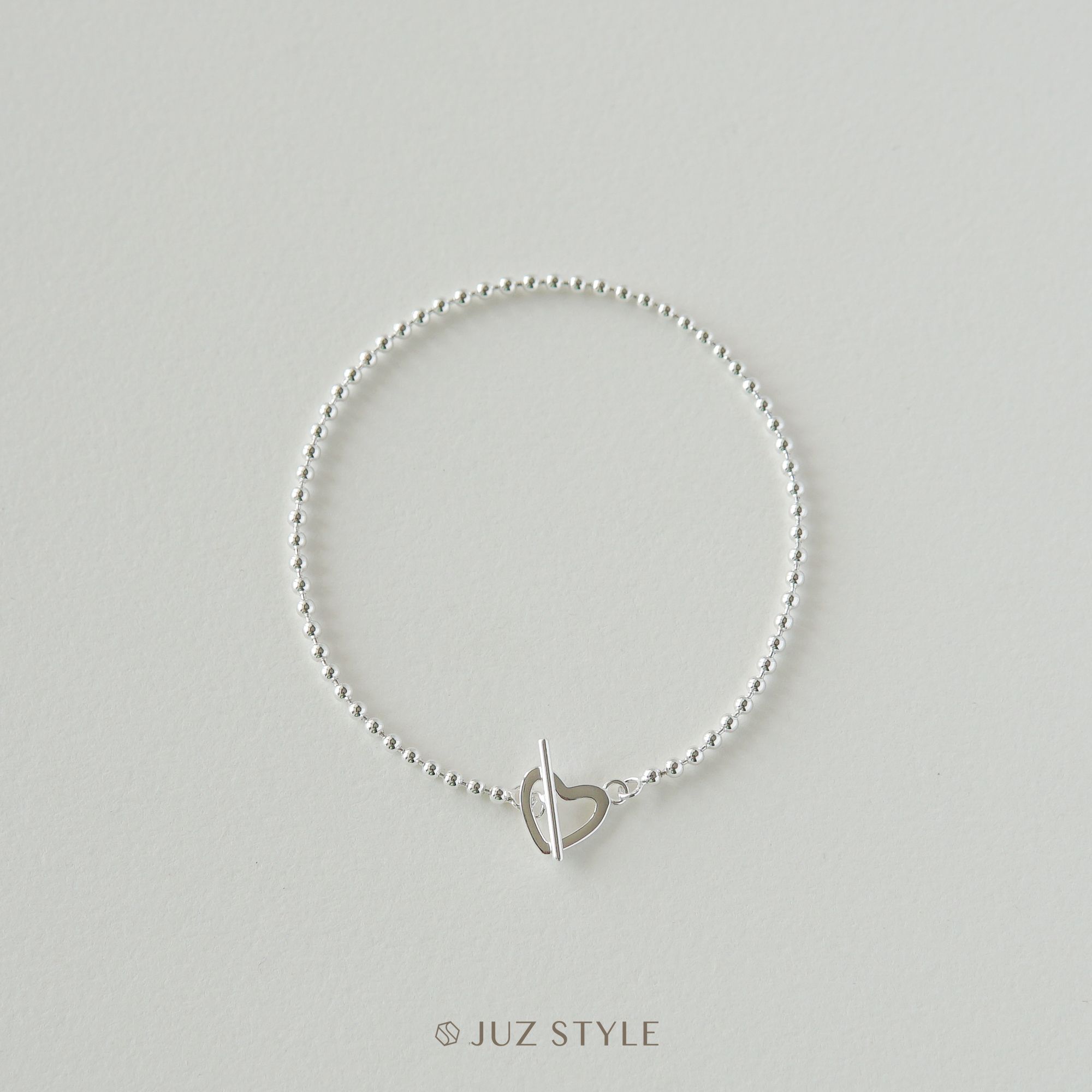Lắc tay bạc ball chain with heart lock